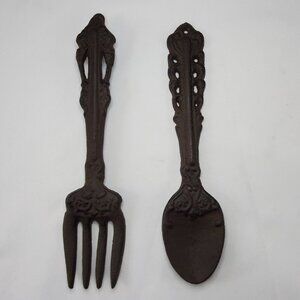 Vintage Cast Iron Spoon and Fork 11” Rustic Farm House Wall Kitchen Dining Decor